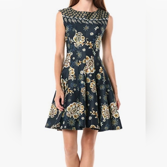 Gabby Skye Paisley & Floral Print Fit and Flare Dress | 8 - Picture 1 of 7